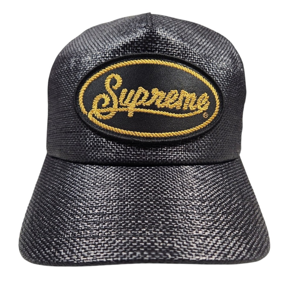 Supreme Raffia 5 Panel Trucker Hat Black Mesh Snapback USA  Authentc In Hand